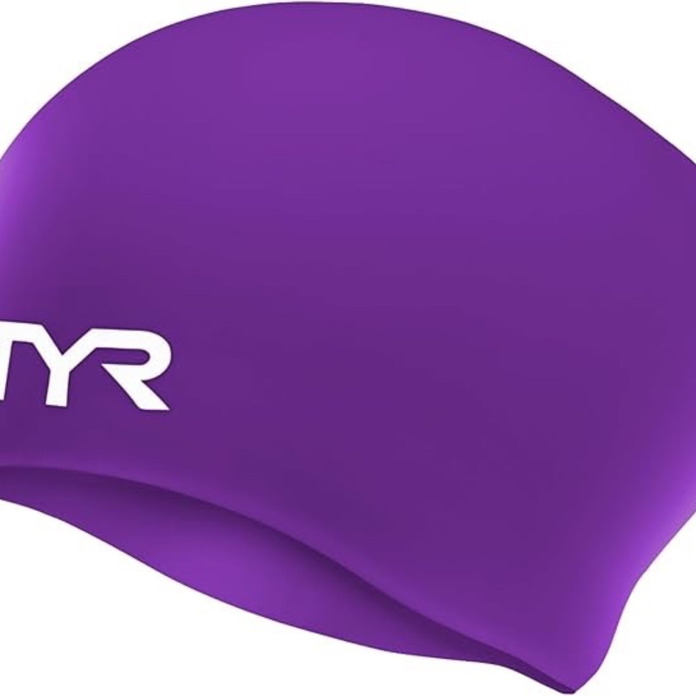 TYR Adult Long Hair Silicone Swim Cap Purple New - Picture 3 of 3
